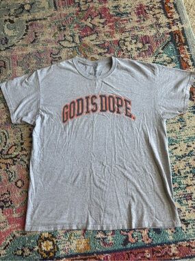 “God Is Dope” Classic Arch Logo Gray Short Sleeve Tee (100% Cotton)